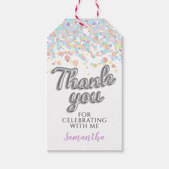 Étiquettes-cadeau Balises cadeaux Confetti Argent (Devant)