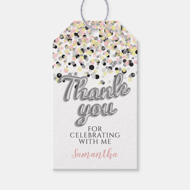 Étiquettes-cadeau Balises cadeaux Confetti Argent (Devant)