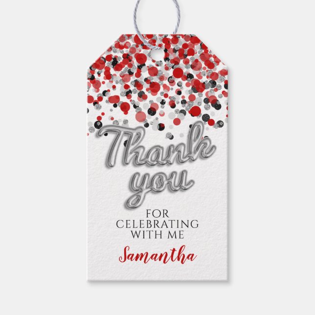 Étiquettes-cadeau Balises cadeaux Confetti Argent (Devant)
