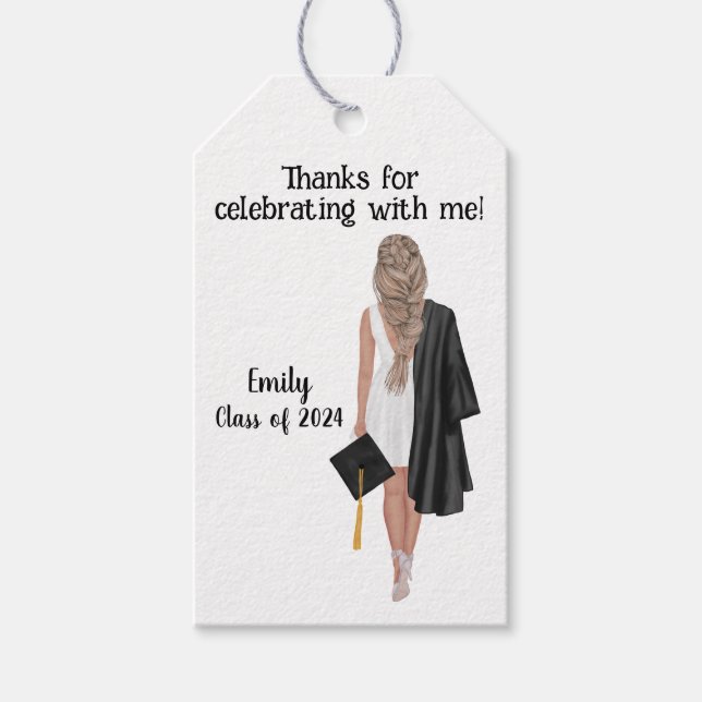 Étiquettes-cadeau Balises Cadeaux customisées du Merci de graduation (Devant)