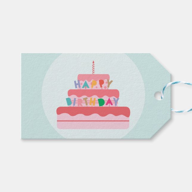 Étiquettes-cadeau Balises cadeaux d'anniversaire heureuses (Devant (Horizontal))