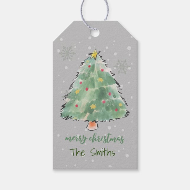 Étiquettes-cadeau Balises cadeaux d'arbre de Noël personnalisées (Devant)