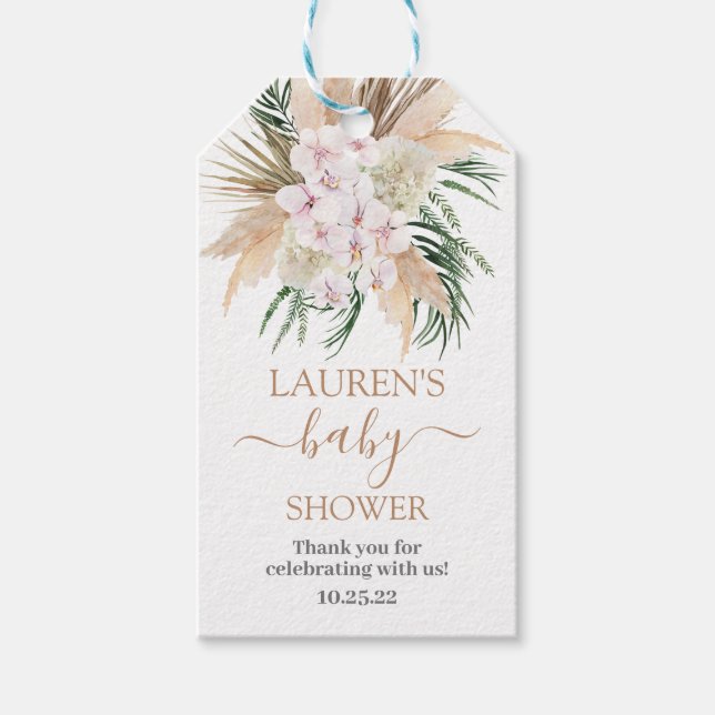 Étiquettes-cadeau Balises cadeaux de baby shower chic Boho (Devant)