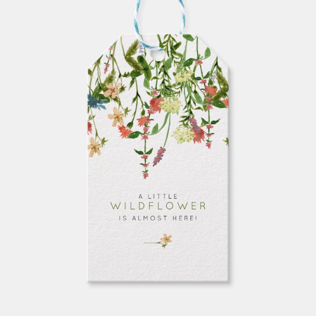 Étiquettes-cadeau Balises cadeaux de Baby shower Fleur sauvage Boho (Devant)