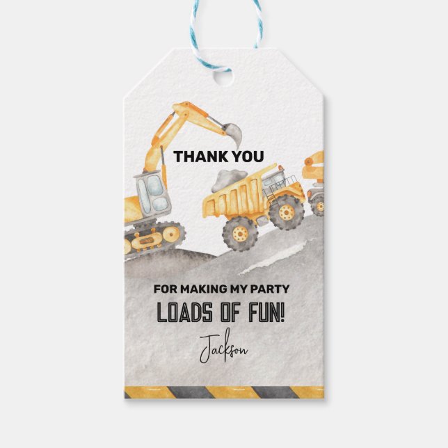 Étiquettes-cadeau Balises cadeaux de construction (Devant)