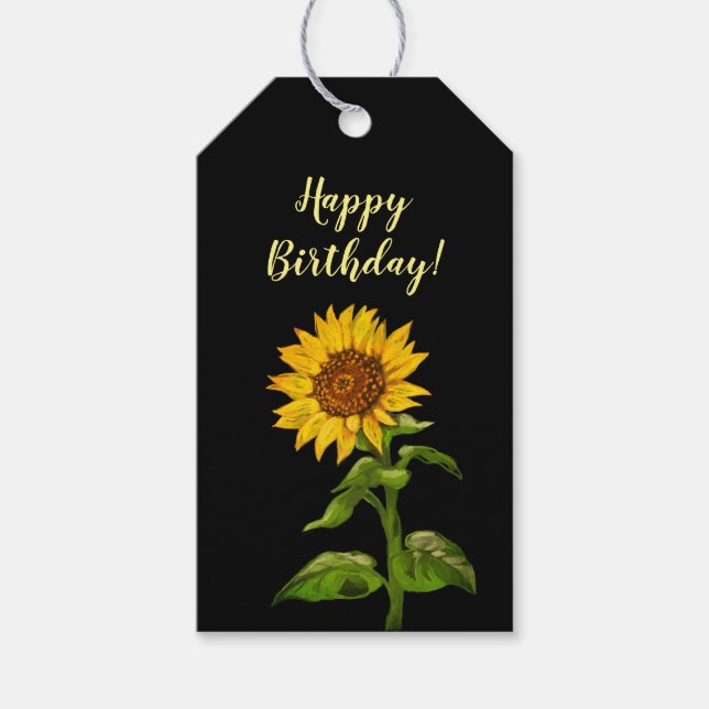 Étiquettes-cadeau Balises cadeaux de fleurs de soleil jaunes (Devant)