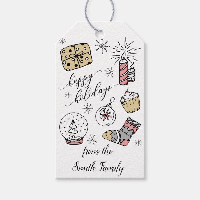 Étiquettes-cadeau Balises cadeaux de Happy Holiday (Devant)