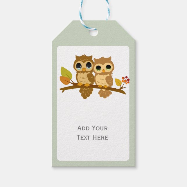 Étiquettes-cadeau Balises cadeaux de hibou personnalisées (Devant)