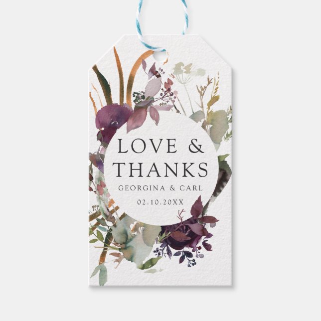 Étiquettes-cadeau Balises Cadeaux de mariage Favor Butterum & Plum (Devant)