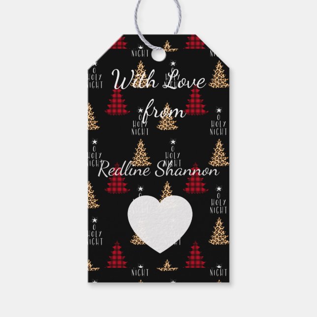 Étiquettes-cadeau Balises cadeaux de Noël de Buffalo Noir (Devant)