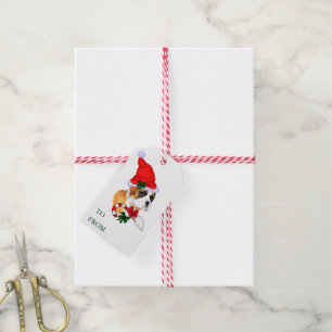 Étiquettes-cadeau Balises cadeaux de Noël de chien de boîte mignonne