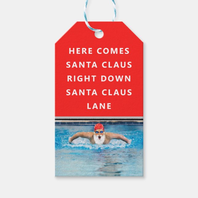 Étiquettes-cadeau Balises cadeaux de Noël de natation (Devant)