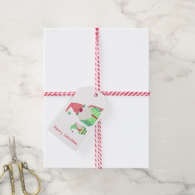 Étiquettes-cadeau Balises cadeaux de Noël Gnome (Avec de la ficelle)