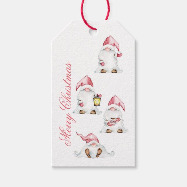 Étiquettes-cadeau Balises Cadeaux de Noël - Gnomes avec lanterne (Devant)