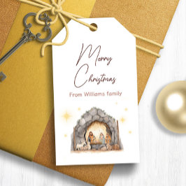 Étiquettes-cadeau Balises cadeaux de Noël Illustrated Nativité