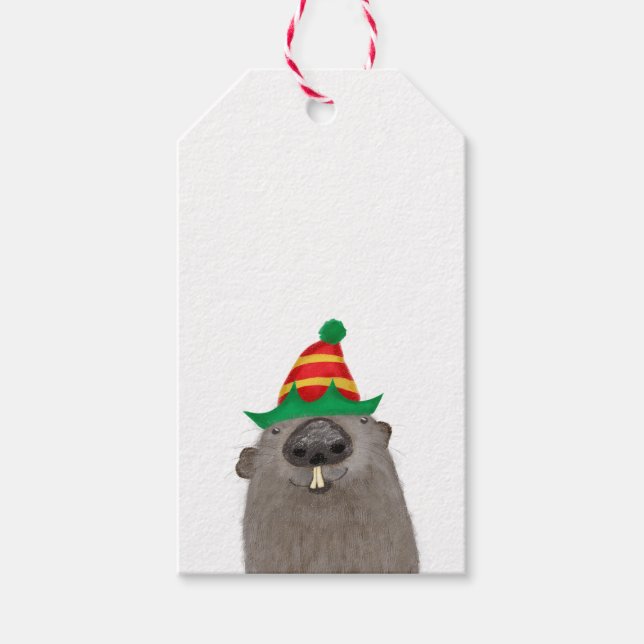 Étiquettes-cadeau Balises cadeaux de Noël marmotte (Devant)