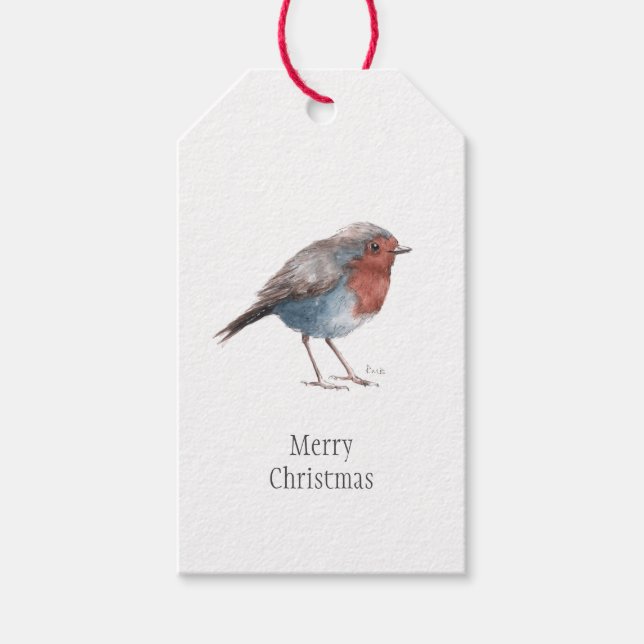 Étiquettes-cadeau Balises cadeaux de Noël "My Little Robin" Bird (Devant)