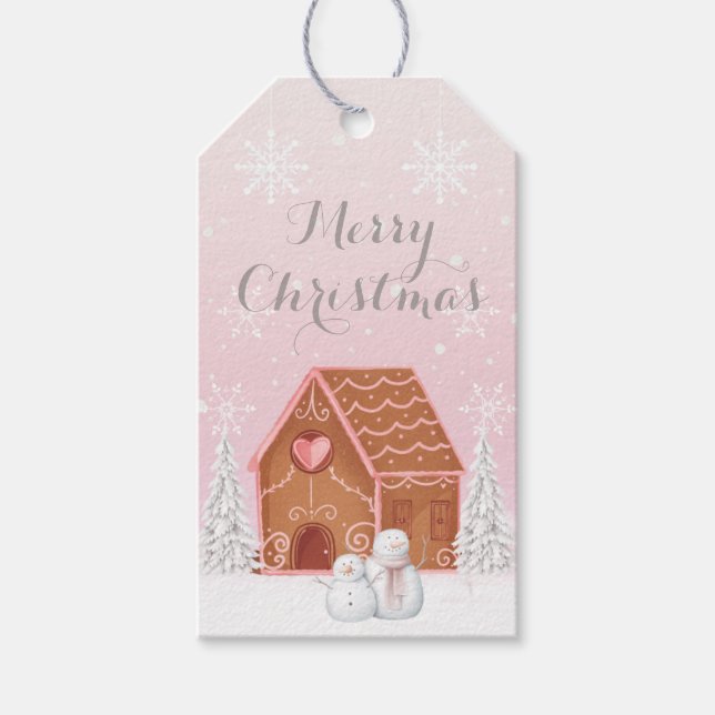 Étiquettes-cadeau Balises cadeaux de Noël Pink Merry (Devant)
