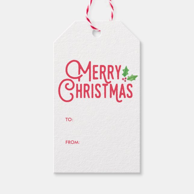 Étiquettes-cadeau Balises cadeaux de Noël Retro Merry (Devant)
