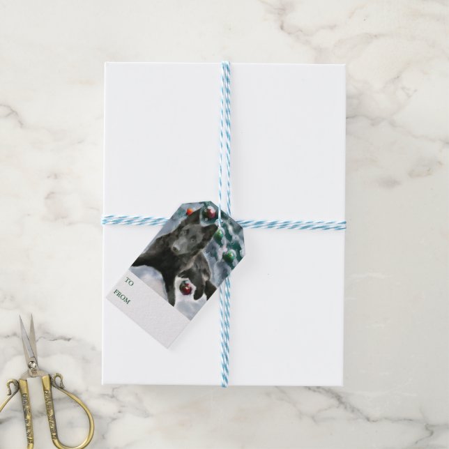 Étiquettes-cadeau Balises cadeaux de Noël Sheepdog (Avec de laficelle)