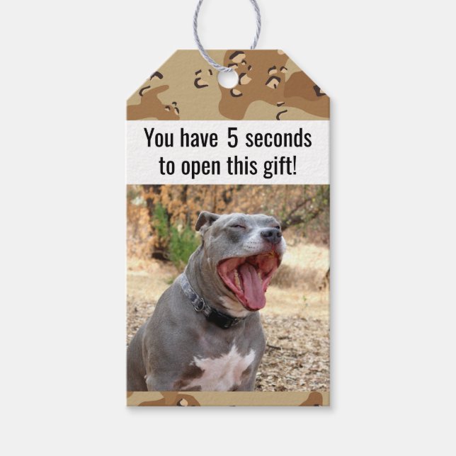 Étiquettes-cadeau Balises cadeaux du sergent de forage Pitbull (Devant)