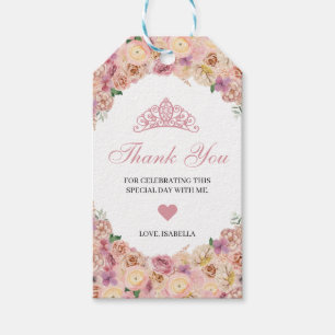 Étiquettes-cadeau Balises cadeaux en Merci floral rose pâle