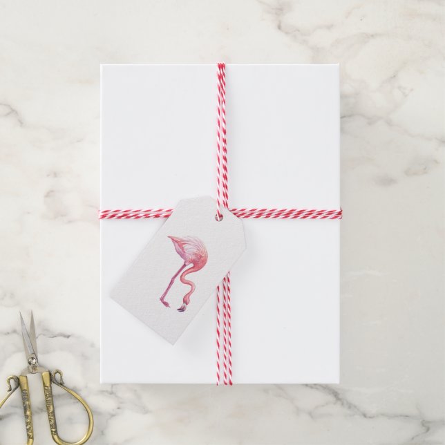 Étiquettes-cadeau Balises cadeaux Flamant rose (Avec de la ficelle)