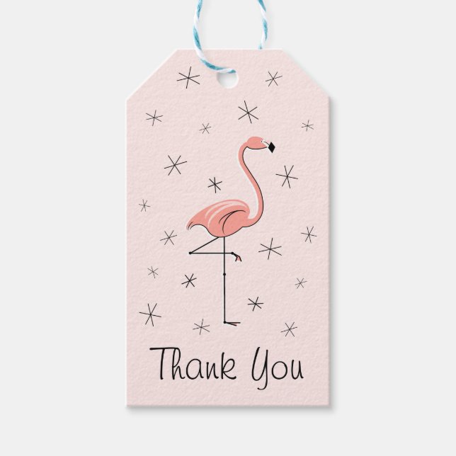 Étiquettes-cadeau Balises cadeaux Flamant rose Merci rose (Devant)