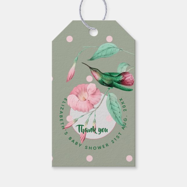 Étiquettes-cadeau Balises-cadeaux florales Monogrammes pour le colib (Devant)