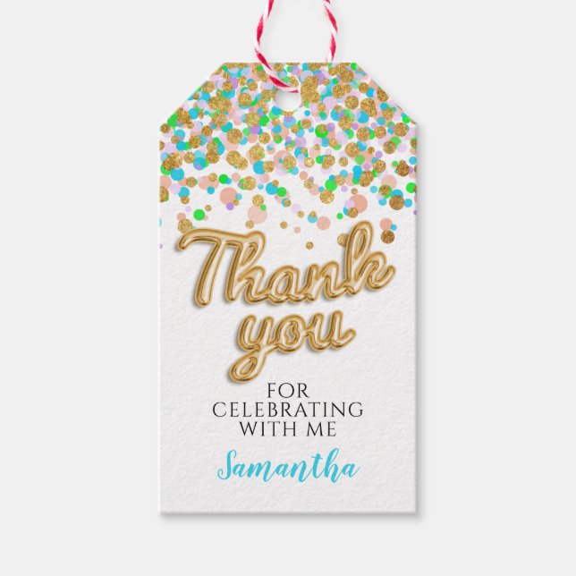 Étiquettes-cadeau Balises cadeaux Gold Confetti (Devant)