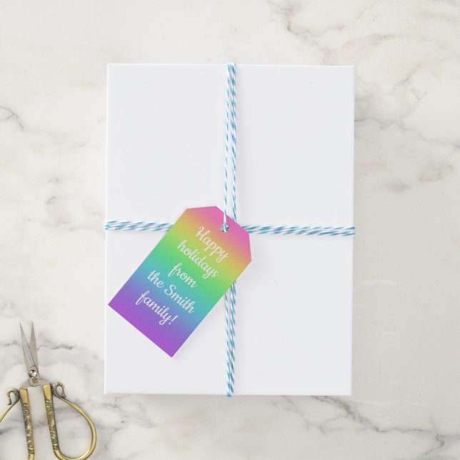Étiquettes-cadeau Balises Cadeaux Gradient Arc-en-ciel personnalisab (Avec de laficelle)