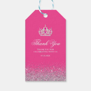 Étiquettes-cadeau Balises cadeaux Hot Pink et Silver Parties scintil
