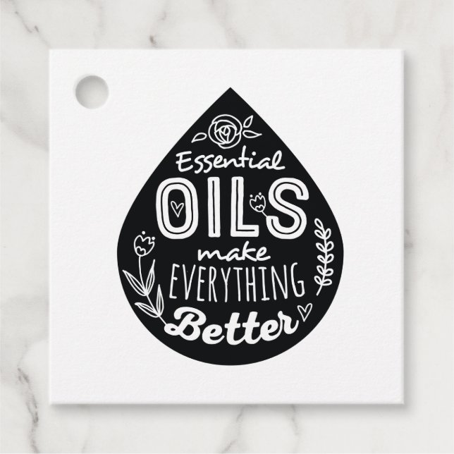 Étiquettes Cadeau Balises cadeaux Kraft Essential Oil Drop (Devant)