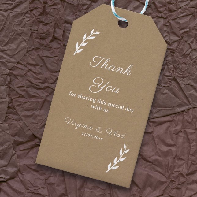 Étiquettes-cadeau Balises cadeaux Kraft & Rustic Mariage Merci (Kraft & Rustic Wedding Thank You Gift Tags)