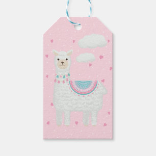 Étiquettes-cadeau Balises cadeaux Llama rose et turquoise