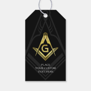 Étiquettes-cadeau Balises cadeaux maçonniques noir et or   Freemason