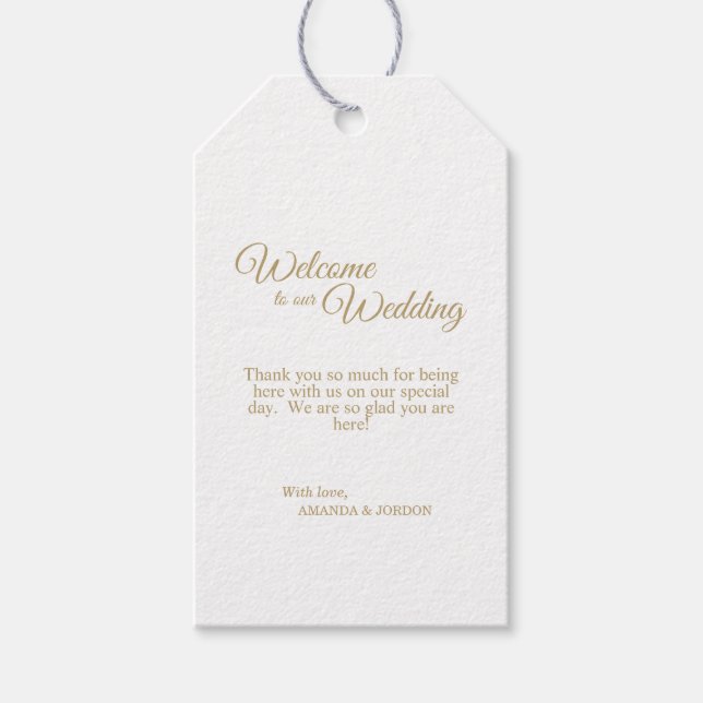 Étiquettes-cadeau Balises cadeaux Mariage de calligraphie or simple (Devant)