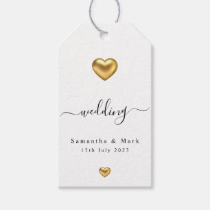 Étiquettes-cadeau Balises cadeaux Mariage de coeur d'or simple et mo