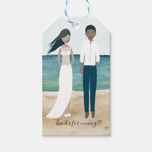 Étiquettes-cadeau Balises cadeaux Mariage en couple illustrées (Devant)