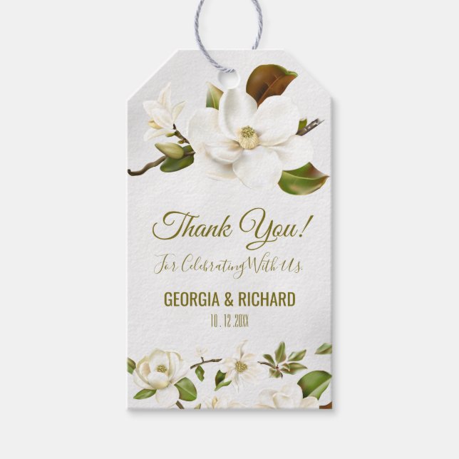 Étiquettes-cadeau Balises Cadeaux Mariage Fleur Magnolia (Devant)