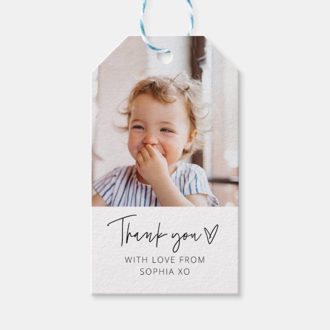 Étiquettes-cadeau Balises cadeaux Merci Coeur photo (Devant)
