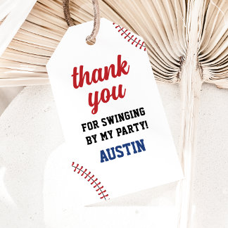 Étiquettes-cadeau Balises cadeaux Merci d'anniversaire de baseball