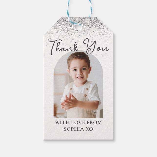 Étiquettes-cadeau Balises cadeaux Merci photo (Devant)