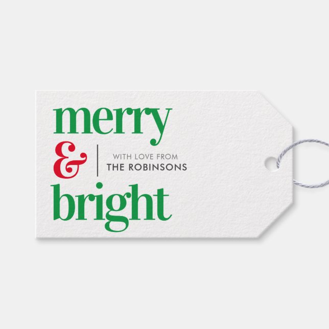 Étiquettes-cadeau Balises Cadeaux Merry & Bright (Devant (Horizontal))