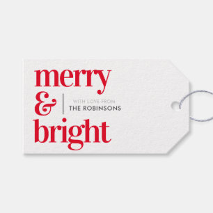 Étiquettes-cadeau Balises cadeaux Merry & Bright Black and White