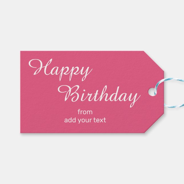 Étiquettes-cadeau Balises cadeaux Nice Pink Birthday (Devant (Horizontal))