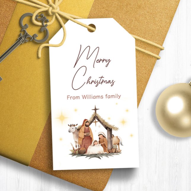 Étiquettes-cadeau Balises cadeaux Noël Nativité Scene (Christmas gift tag, nativity scene)