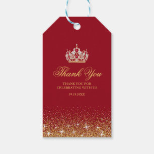 Étiquettes-cadeau Balises cadeaux Parties scintillant rouge et or