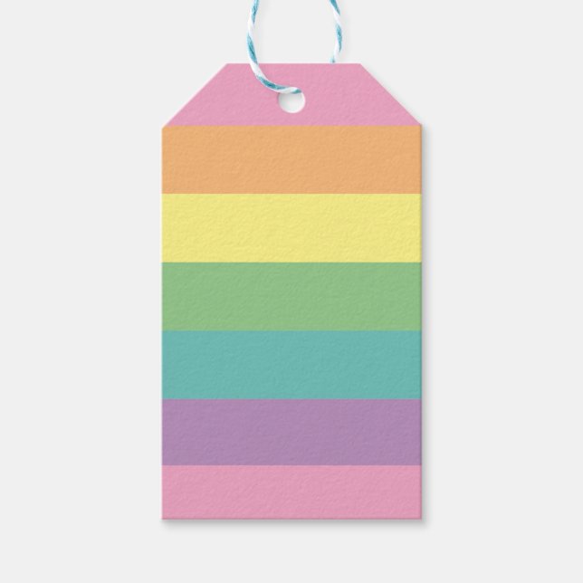 Étiquettes-cadeau Balises cadeaux Pastel Rainbow Stripe (Devant)