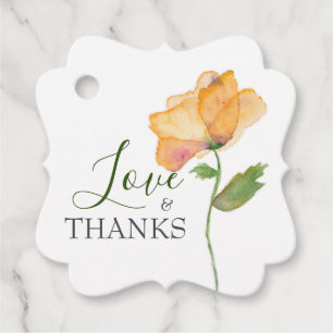 Étiquettes Cadeau Balises cadeaux Peint Orange Aquarelle Fleurs